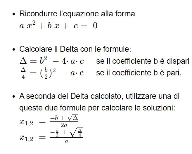 equazioni di secondo grado esercizi svolti