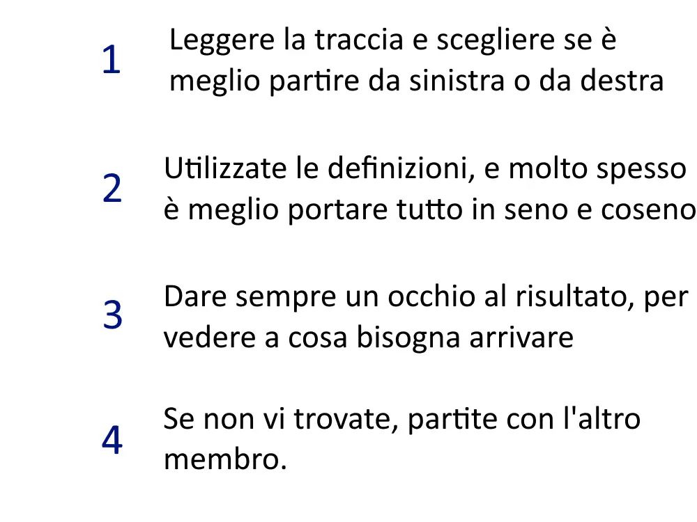 formule identità goniometriche