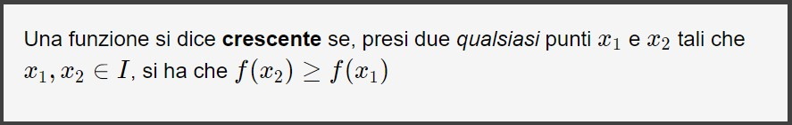 definizione funzione crescente