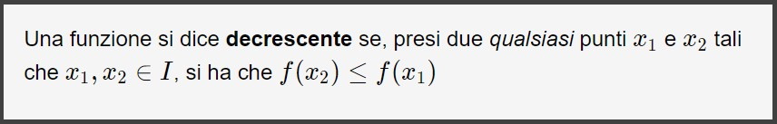 definizione funzione decrescente