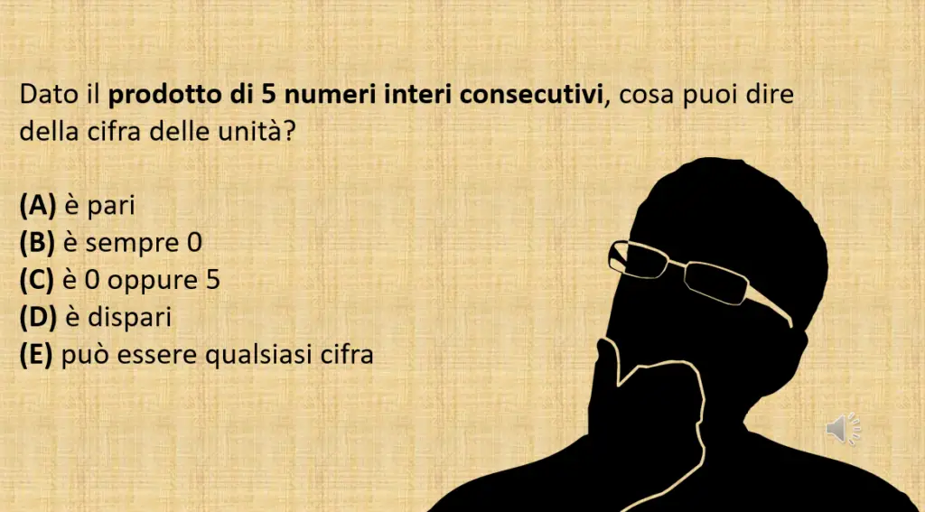 Quiz gare di matematica prodotto interi consecutivi