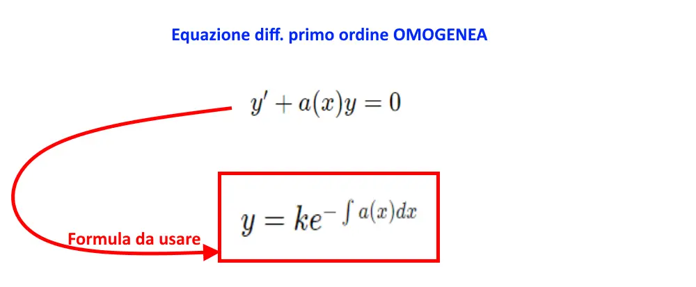 formula equazione differenziale primo ordine omogenea